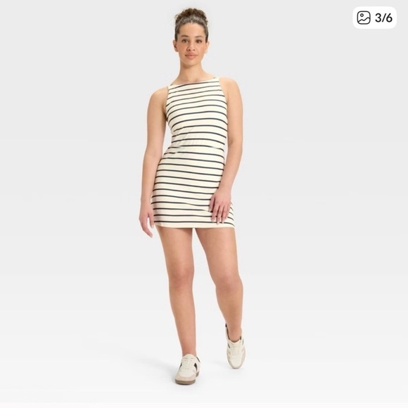 NWT All in Motion Navy Striped Knit Dress size XL. Super stretchy and comfy - Picture 6 of 7